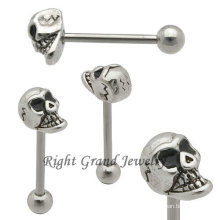 Anneau de langue hotsale inox hommes Skull